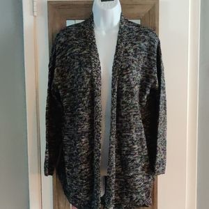 NWT Long Sleeve Marled Sweater Cardigan Curved Hem